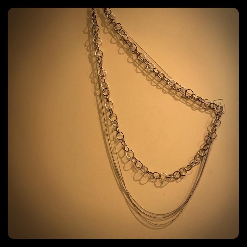 Long silver necklace or belt